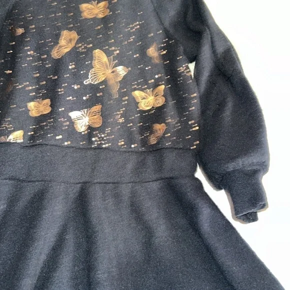Little Mass Dress, SZ 3T, Hooded, Soft fleece feel, shinny Gold Butterflies (T4) - Picture 4 of 11